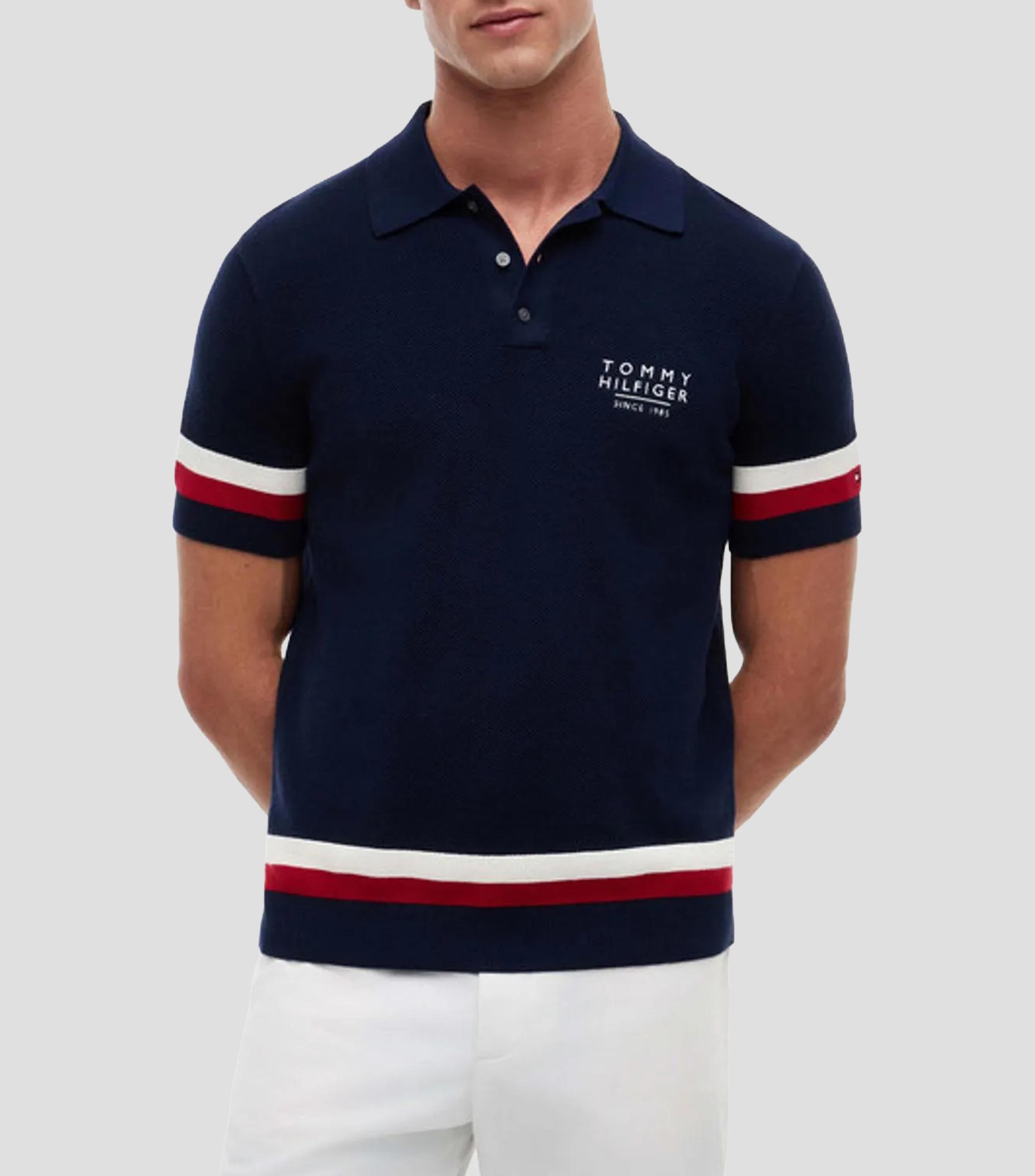 Playera tipo polo manga corta con franjas Hombre